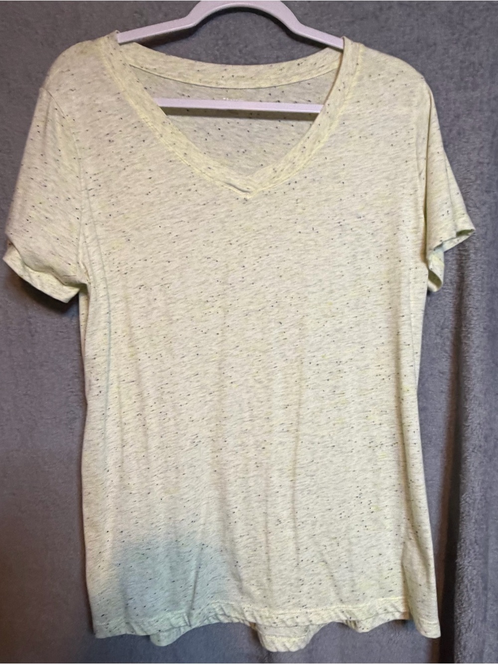 bcg Pale Yellow Speckled V-Neck Short Sleeve Tee